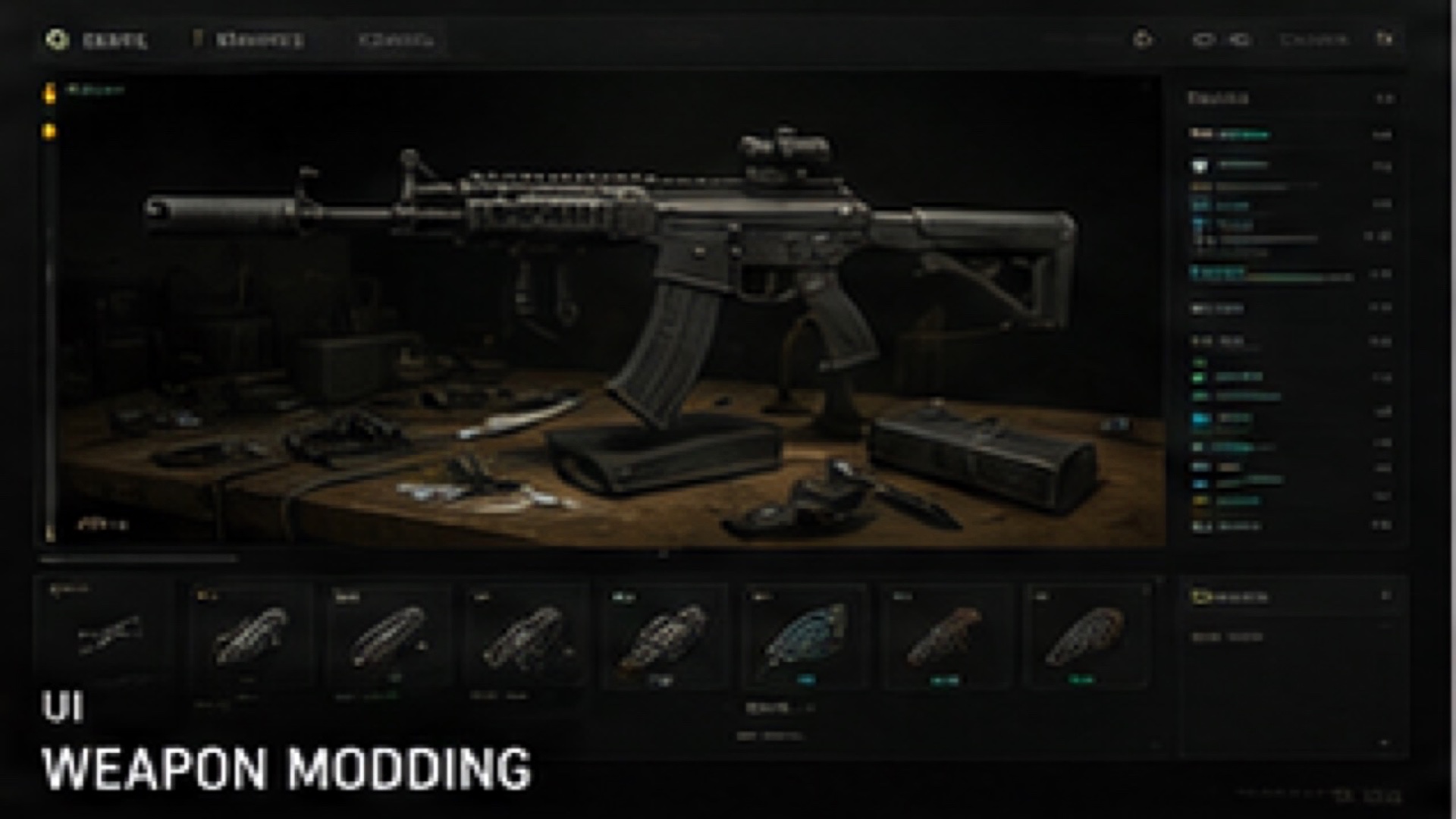 Weapon modding screen